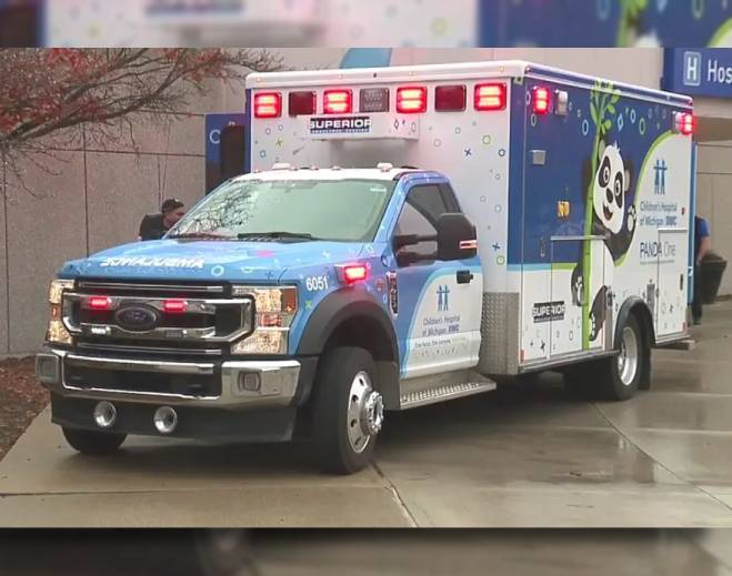 Children’s hospital ambulance outside facility
