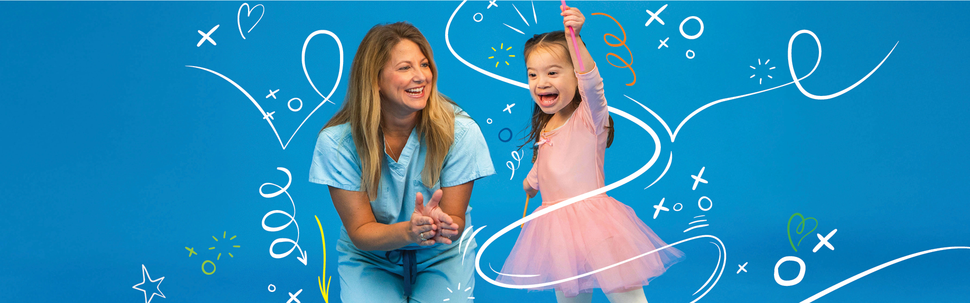 Child and healthcare worker playing together